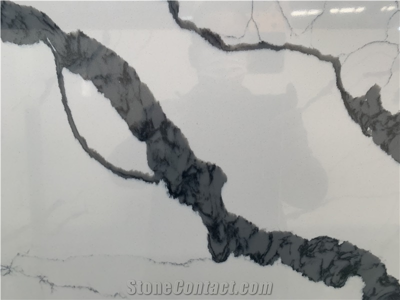 Calacatta White Quartz Slabs Engineered Stone