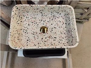Terrazzo Bathroom Counter Sink Stone Wash Basin Design