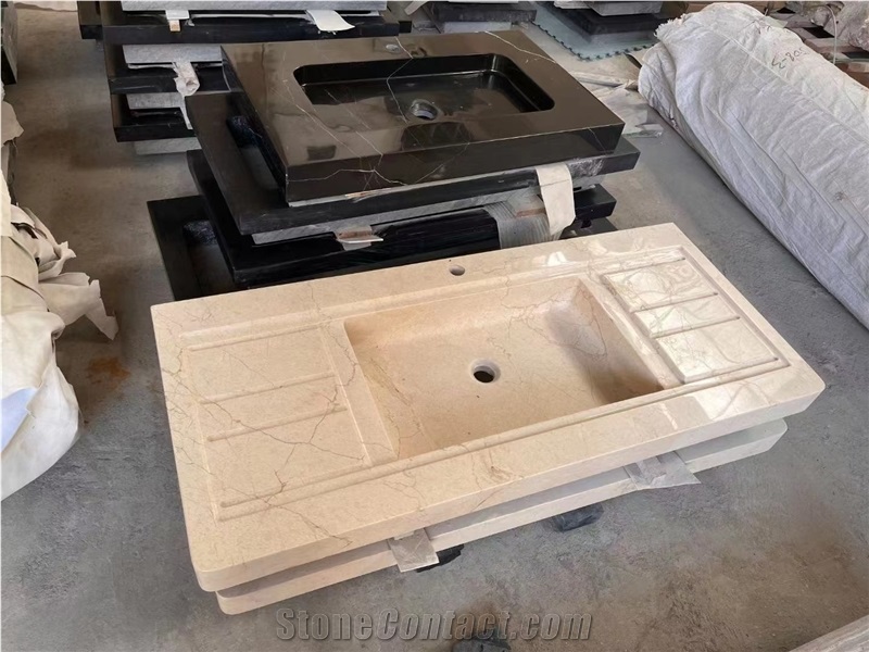 Belgian Blue Limestone Bathroom Counter Sink Rectangle Basin