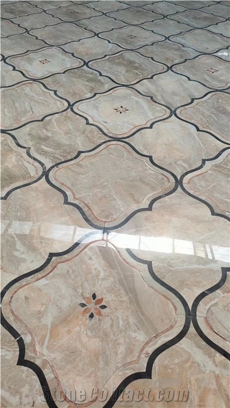 Inlay Marble Waterjet 3D Floor Mosaic Medallions For Lobby