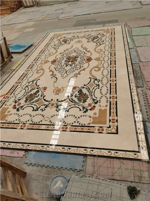 Inlay Marble Waterjet Medallions Stone Floor Carpet Patterns