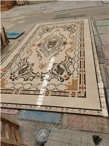 Inlay Marble Waterjet Medallions Stone Floor Carpet Patterns