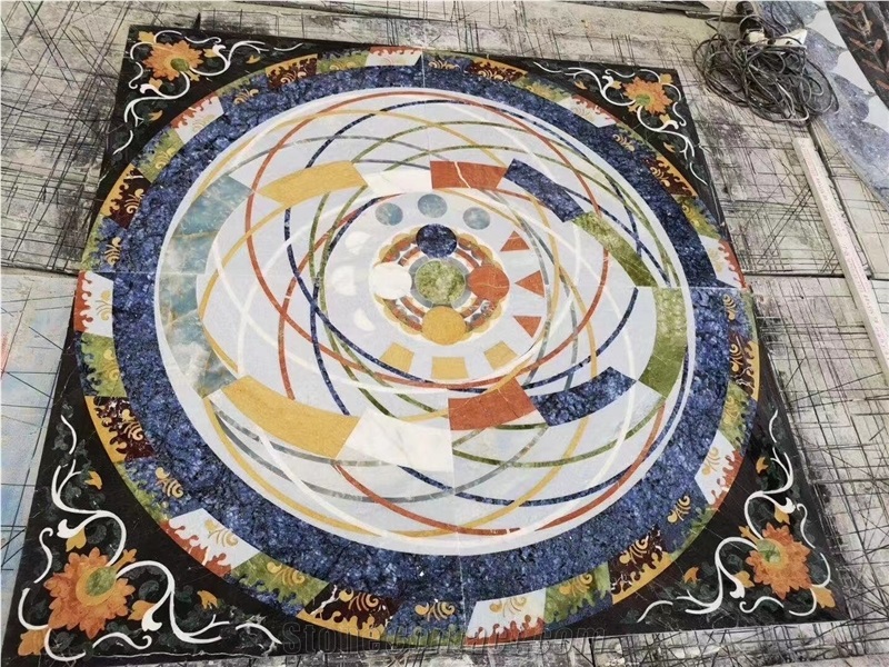 Inlay Marble Waterjet Medallions Stone Floor Carpet Patterns