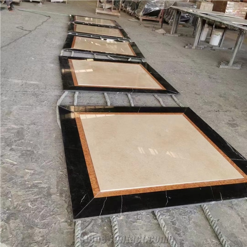 Inlay Mediterranean Style Marble Floor Waterjet Medallions