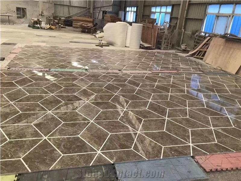 Inlay Mediterranean Style Marble Floor Waterjet Medallions
