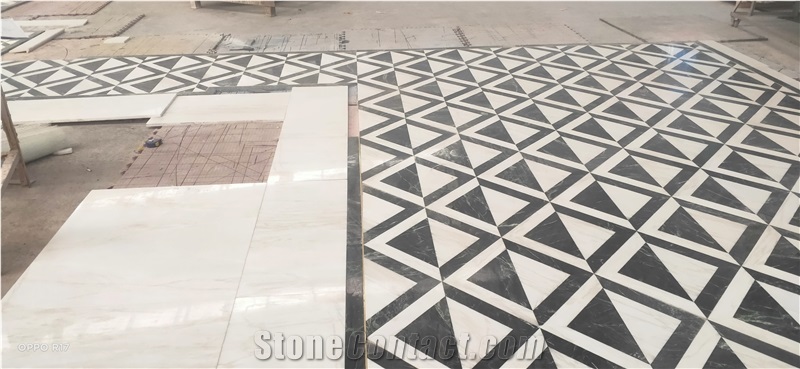 Inlay Mediterranean Style Marble Floor Waterjet Medallions