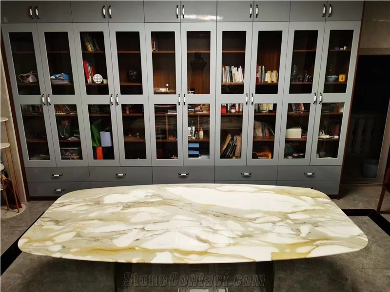 Luxury Stone Hotel Furniture Red Travertine Coffee Table Set