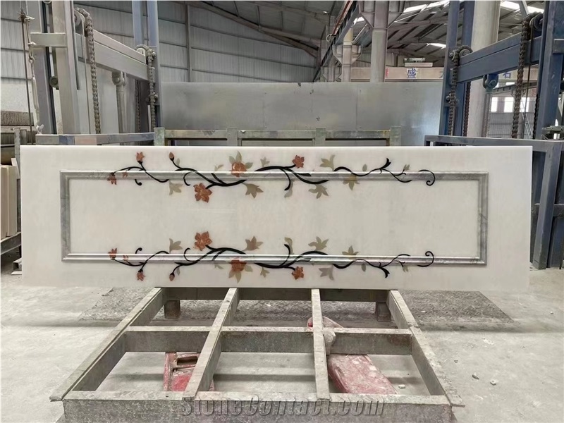 Waterejet White Onyx Medallions For Wall Panel