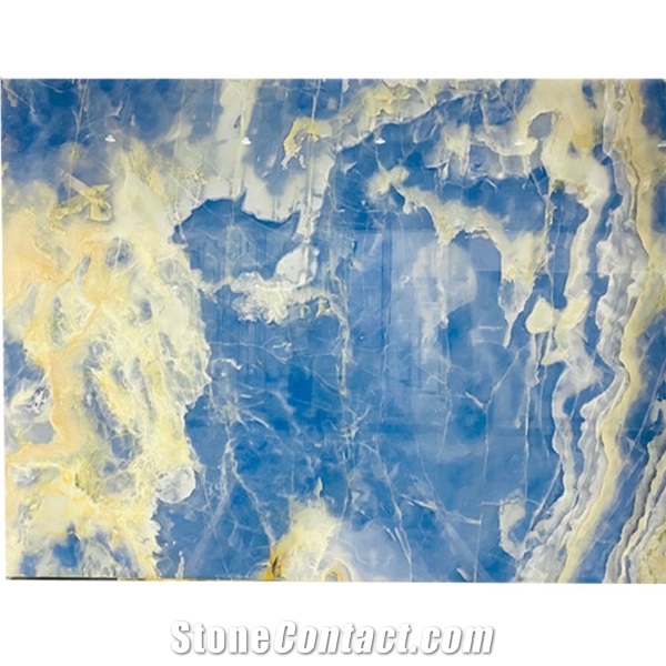 Blue Onyx With Blue Background And White And Yellow Veins