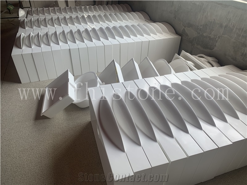 Glossy White Single Sink Vanity Acrylic Top Solid Stone