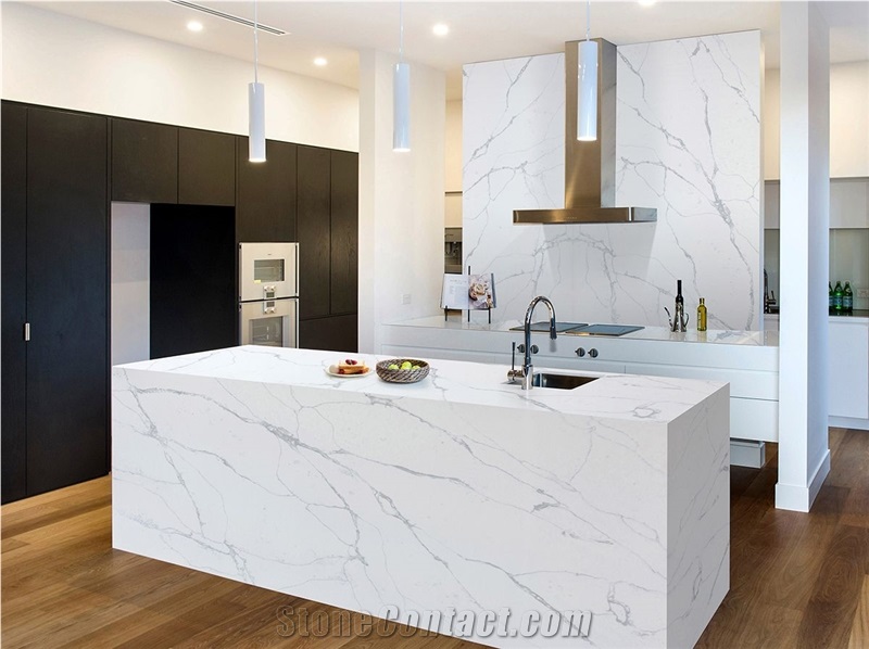 Custom Design Artificial Calacatta Quartz Countertop