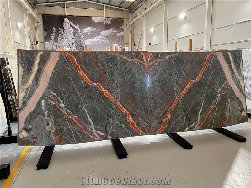 Polished Rainbow Onyx Slabs, Dark Green Rainbow Onyx