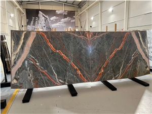 Polished Rainbow Onyx Slabs, Dark Green Rainbow Onyx