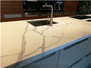 Man Made Calacatta White Artificial Quartz Countertops