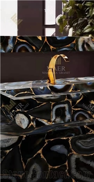 Agate With Gold Powder S, Quartz With Gold Powder Gem Stone