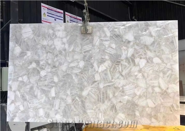 Beige Semiprecious Crystal Agate Kitchen Countertop