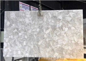 Beige Semiprecious Crystal Agate Kitchen Countertop