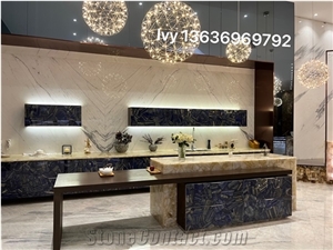 Beige Semiprecious Crystal Agate Kitchen Countertop