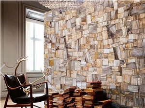 Petrified Wood Semiprecious Stone Wall Panels