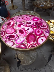 Pink Agate Semi-Precious Stone Slabs-China