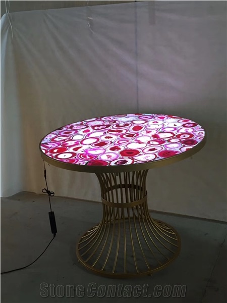 Pink Agate Semi-Precious Stone Slabs-China