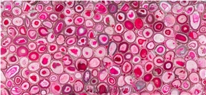 Pink Agate Semiprecious Stone Slab With Light