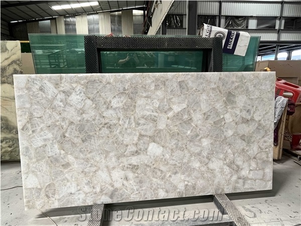 White Crystal Quartz Bathroom Top Backlite