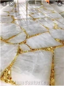 White Quartz Semiprecious Stone Slabs-China