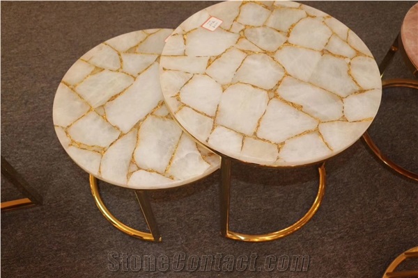 White Quartz Semiprecious Stone Slabs-China
