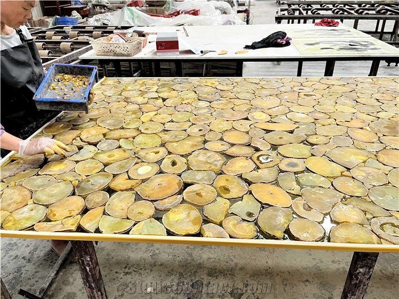 Yellow Agate Semiprecious Stone Slabs