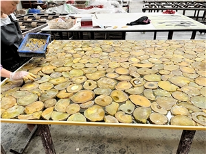 Yellow Agate Semiprecious Stone Slabs