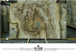 Grey/Green Bubble Onyx Bookmatched Translucent Slabs