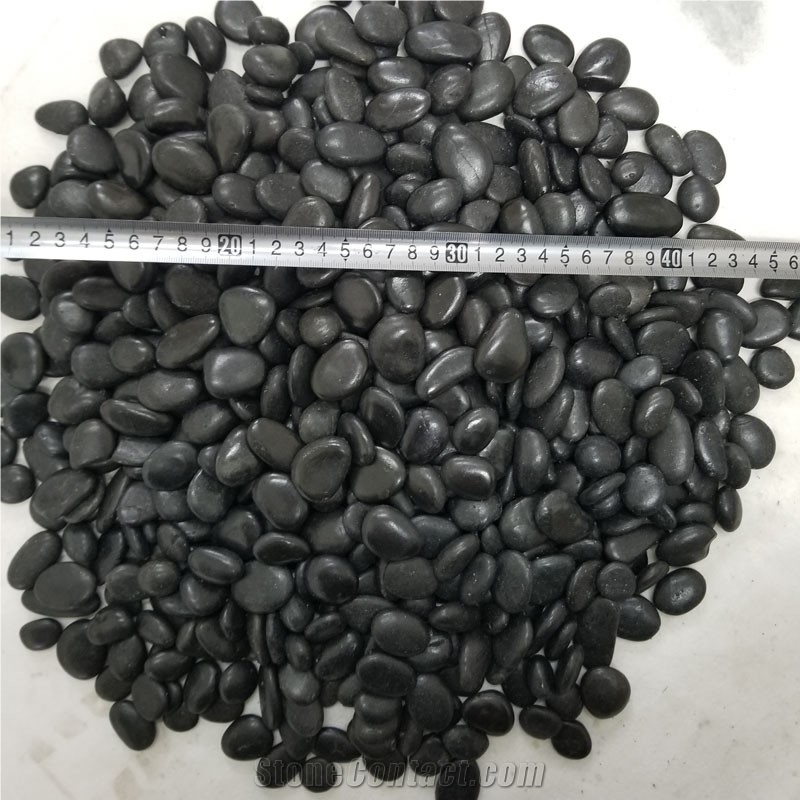 High Polished Black Pebble Stone For Landscaping