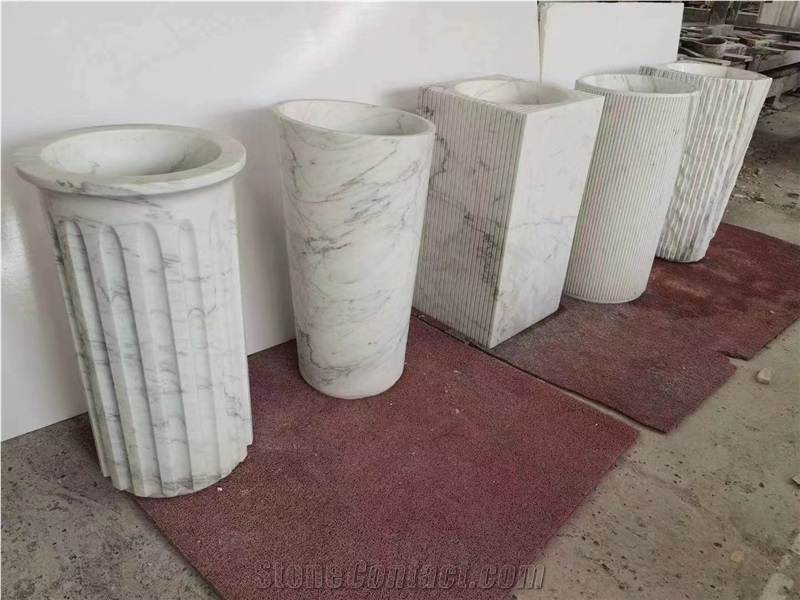White Marble Basins, Stone Sinks, Carrara White Basins
