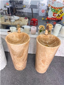 Yellow Onyx Pedestal Sinks