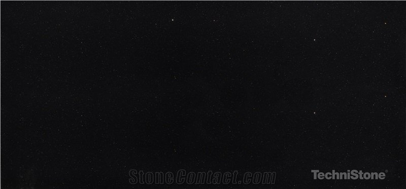 Brilliant Black Quartz Slabs, Tiles