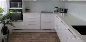 Crystal Absolute White Quartz Kitchen Countertops
