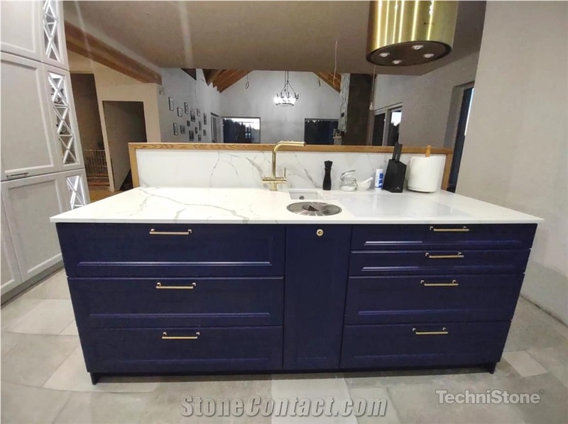Crystal Calacatta Silva Quartz Kitchen Countertops