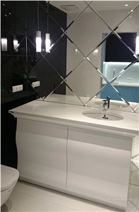 Crystal Polar White Quartz Bathroom Vanity Top