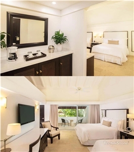 Crystal Polar White Quartz Hotel Vanity Tops