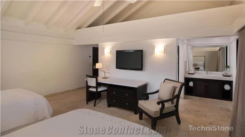Crystal Polar White Quartz Hotel Vanity Tops