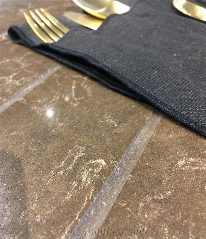 Noble Athos Brown Quartz Kitchen Countertops