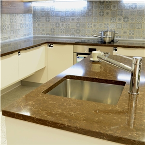 Noble Athos Brown Quartz Kitchen Countertops
