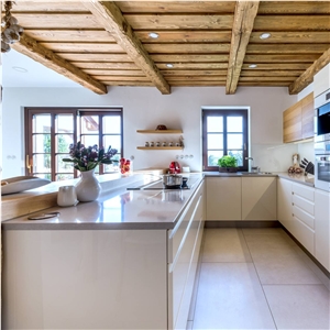 Noble Ivory White Quartz Residential Kitchen Countertop