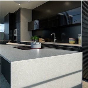 Noble Pro Frost Quartz Perimeter Countertops, Island Tops