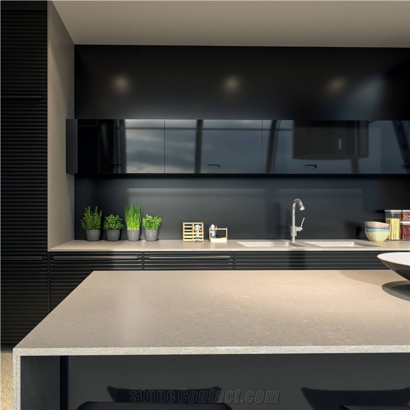 Noble Pro Frost Quartz Perimeter Countertops, Island Tops