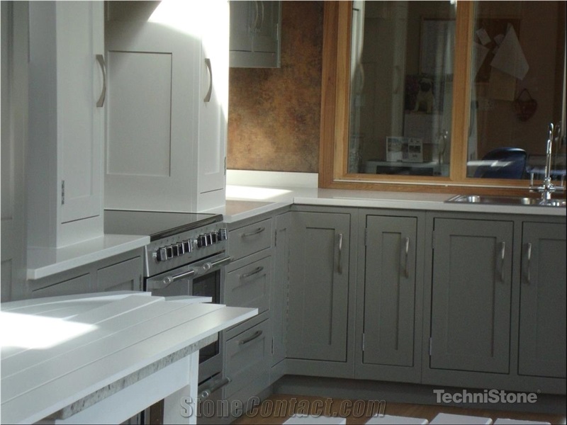 Noble Pro Frost Quartz Perimeter Countertops, Island Tops
