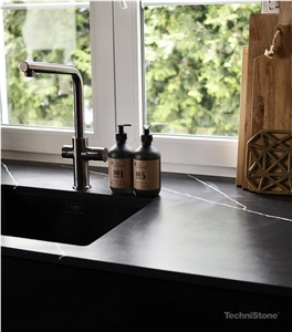Poetic Black Quartz Kitchen Countertops
