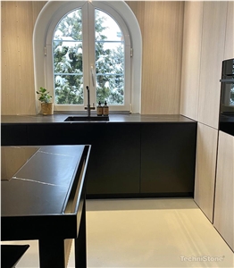 Poetic Black Quartz Kitchen Countertops