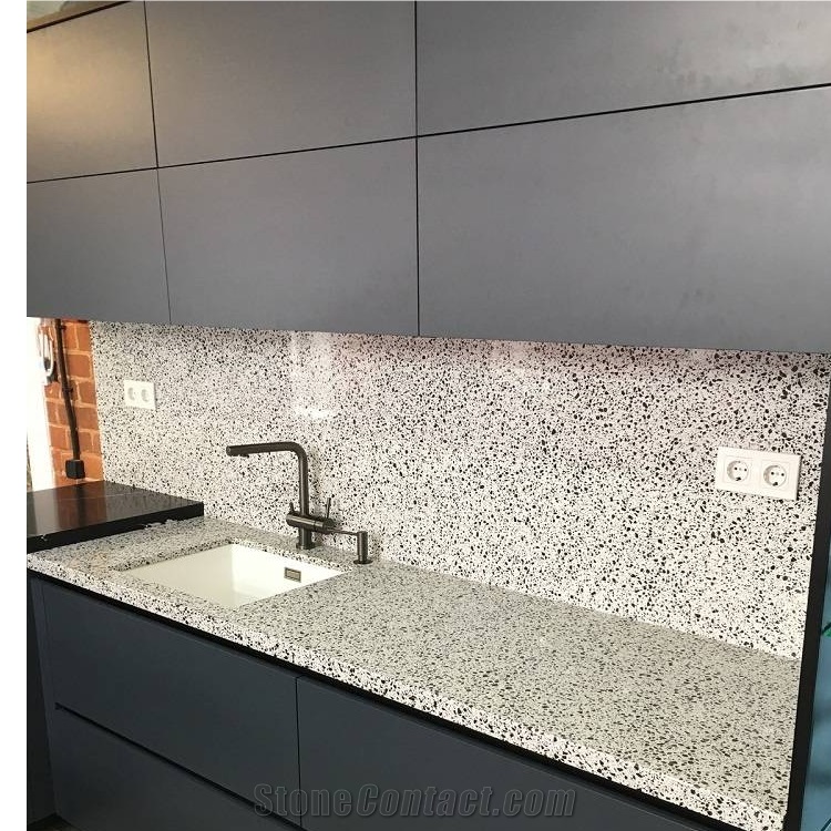 Taurus White Terrazzo Kitchen Countertop